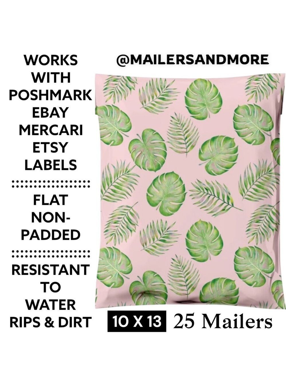 25 10X13 Poly Mailers Palm Leaves, Shipping Envelopes PRICE IS FIRM - Picture 3 of 16